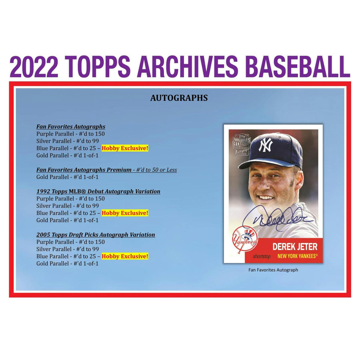 2022 Topps Archives Baseball Hobby 10-Box Case