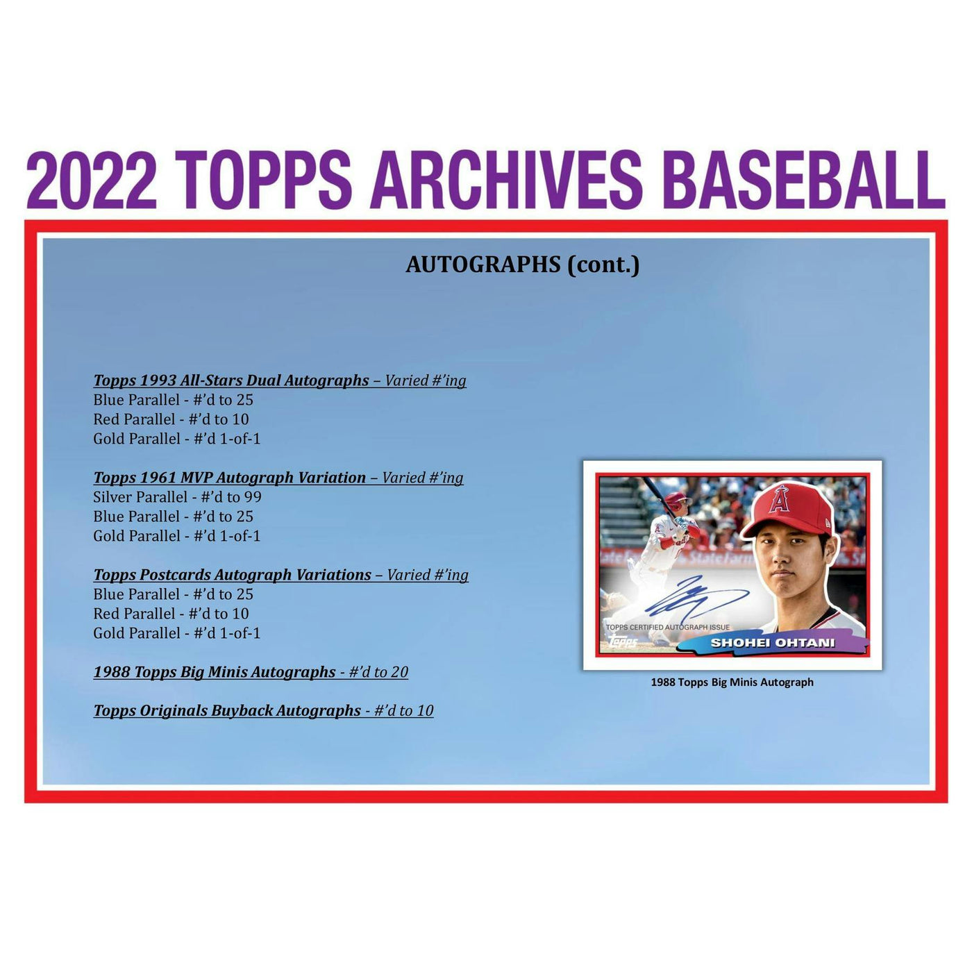 2022 Topps Archives Baseball Hobby Box