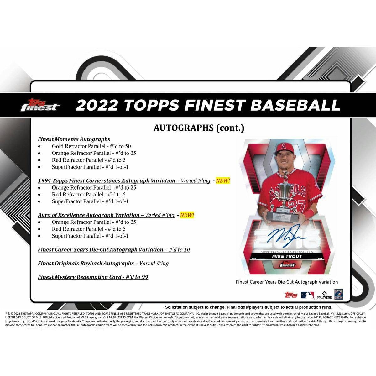 2022 Topps Finest Baseball Hobby 8-Box Case