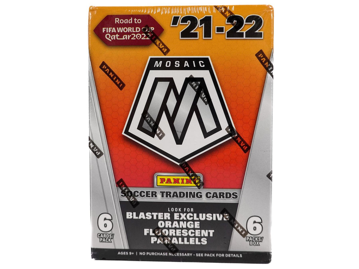2021/22 Panini Mosaic Road to FIFA World Cup Soccer Blaster Box (Lot of 20) (Orange Fluorescent!)