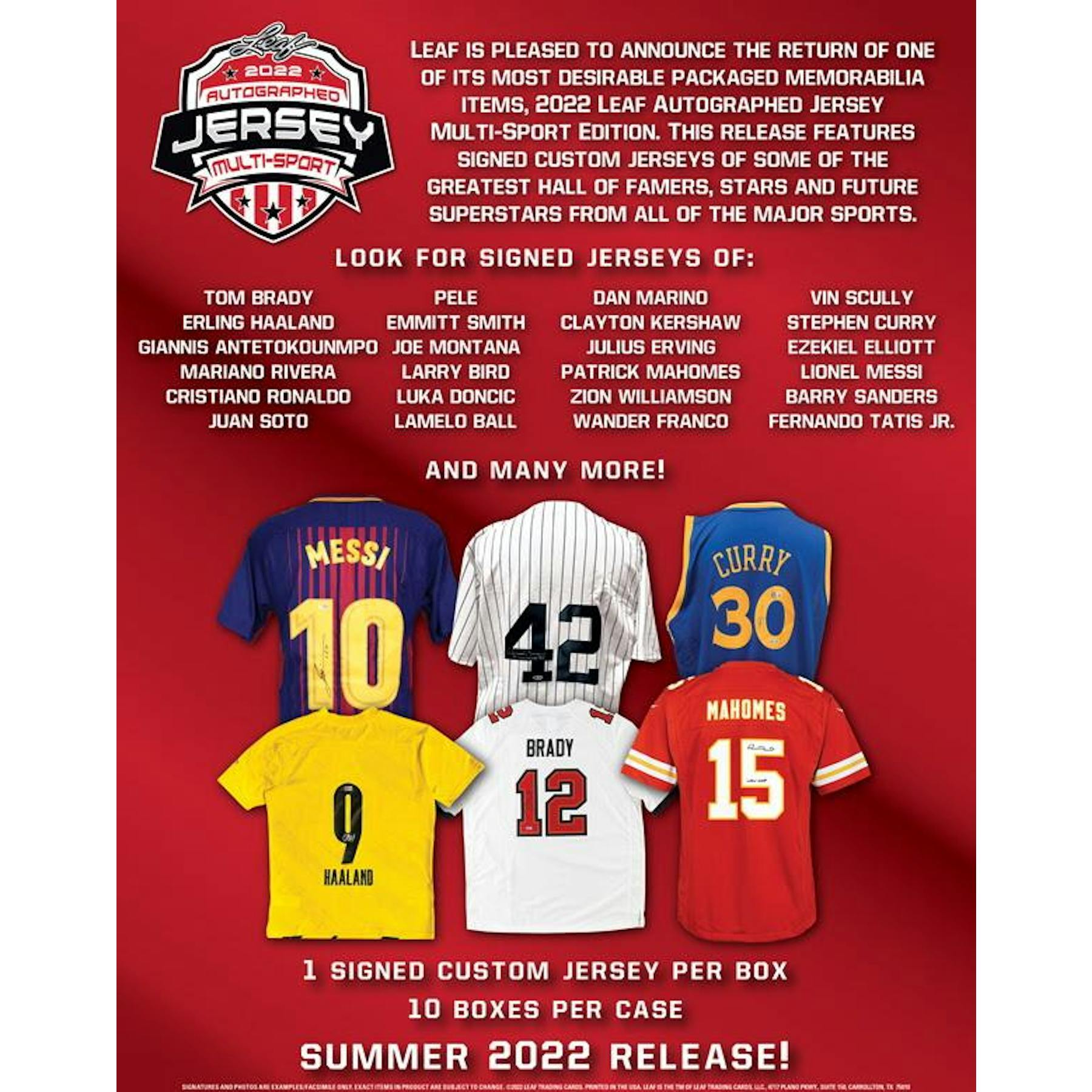 2022 Leaf Autographed Jersey Multi-Sport Hobby Box (Reed Buy)