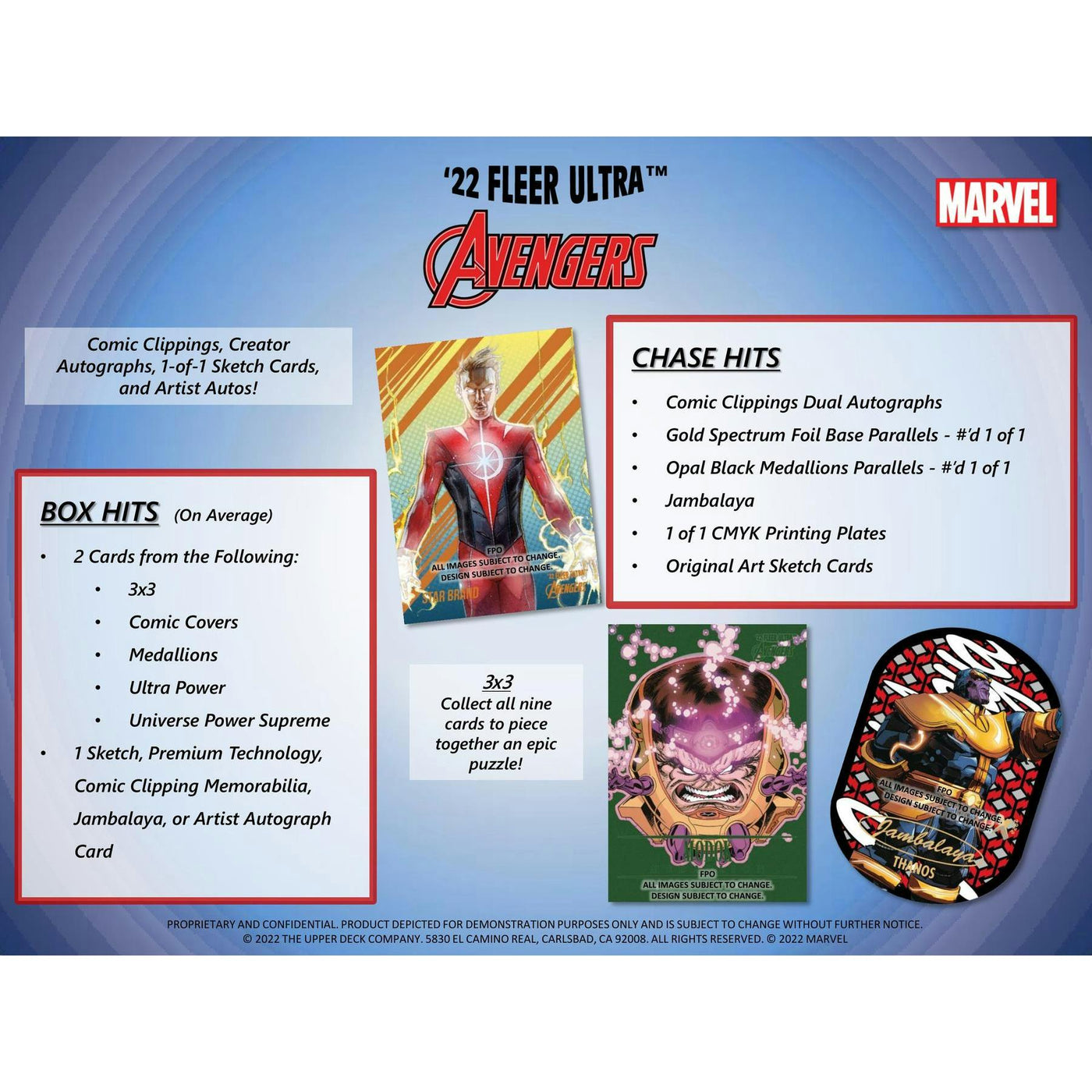 2022 Upper Deck Marvel Fleer Ultra Avengers Hobby 12-Box Case