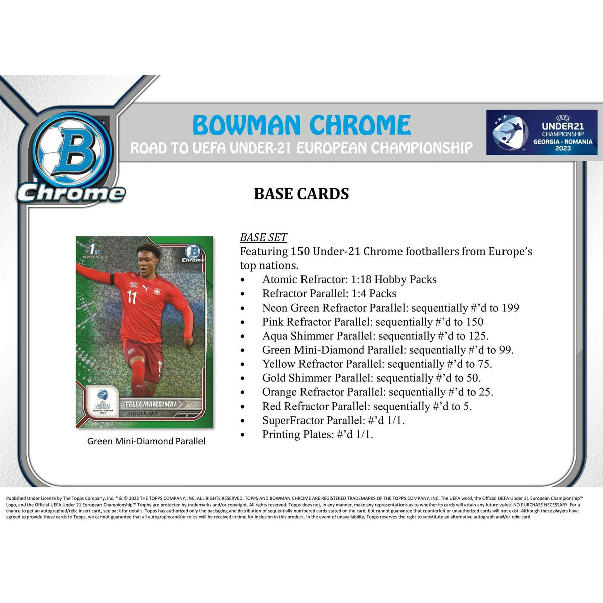 2022 Bowman Chrome Road to UEFA Under-21 European Championship Soccer Hobby Box