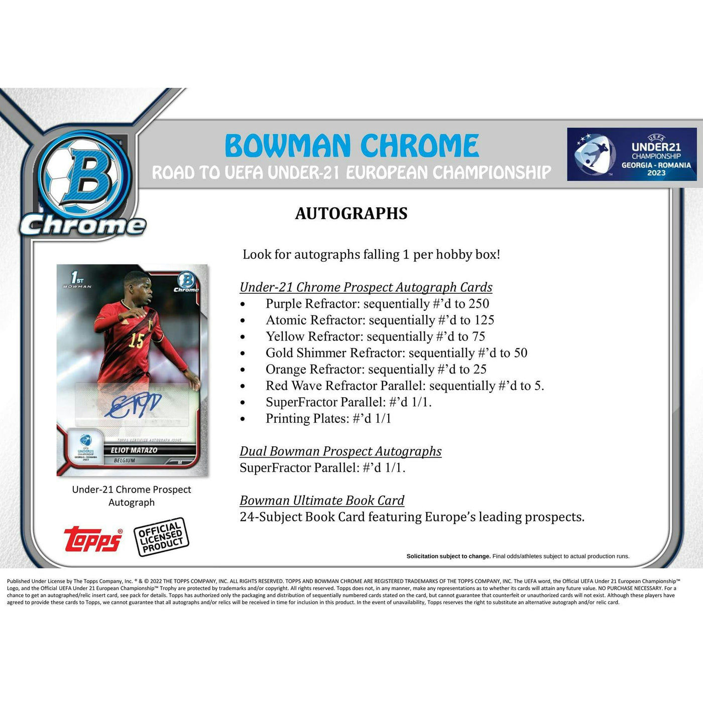 2022 Bowman Chrome Road to UEFA Under-21 European Championship Soccer Hobby Box