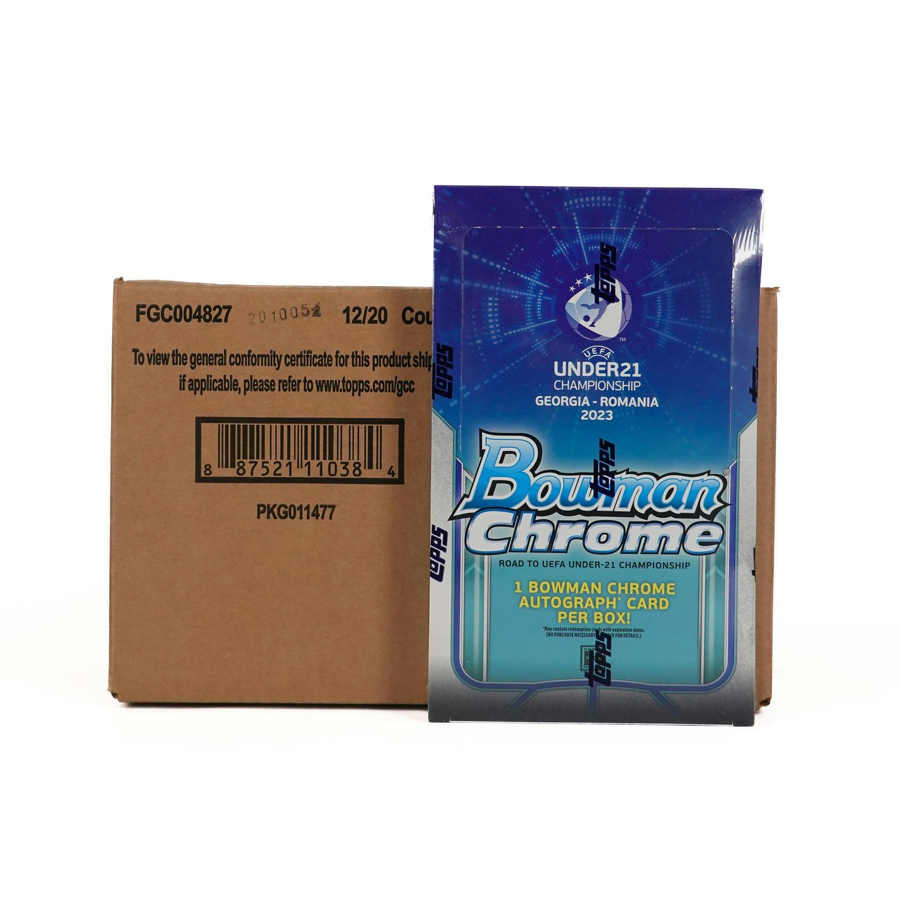 2022 Bowman Chrome Road to UEFA Under-21 European Championship Soccer Hobby 12-Box Case