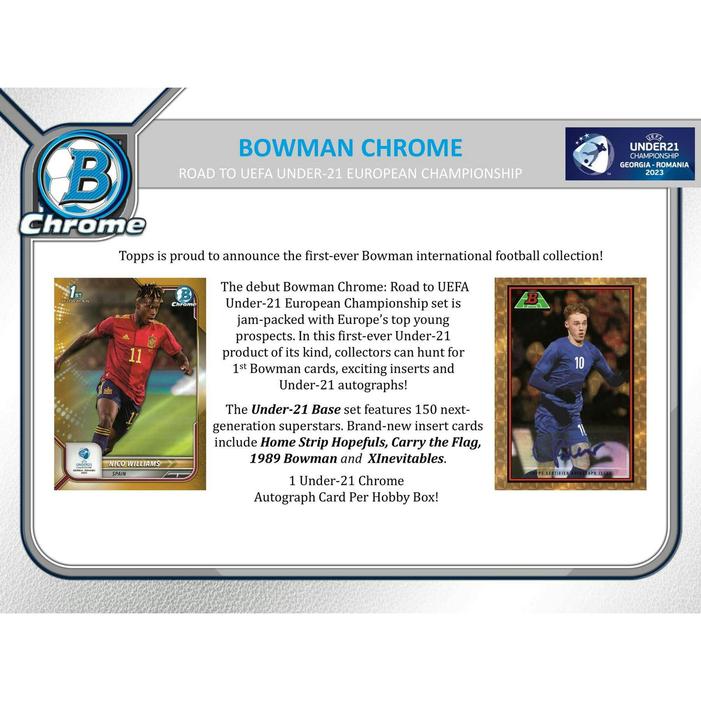 2022 Bowman Chrome Road to UEFA Under-21 European Championship Soccer Hobby Pack