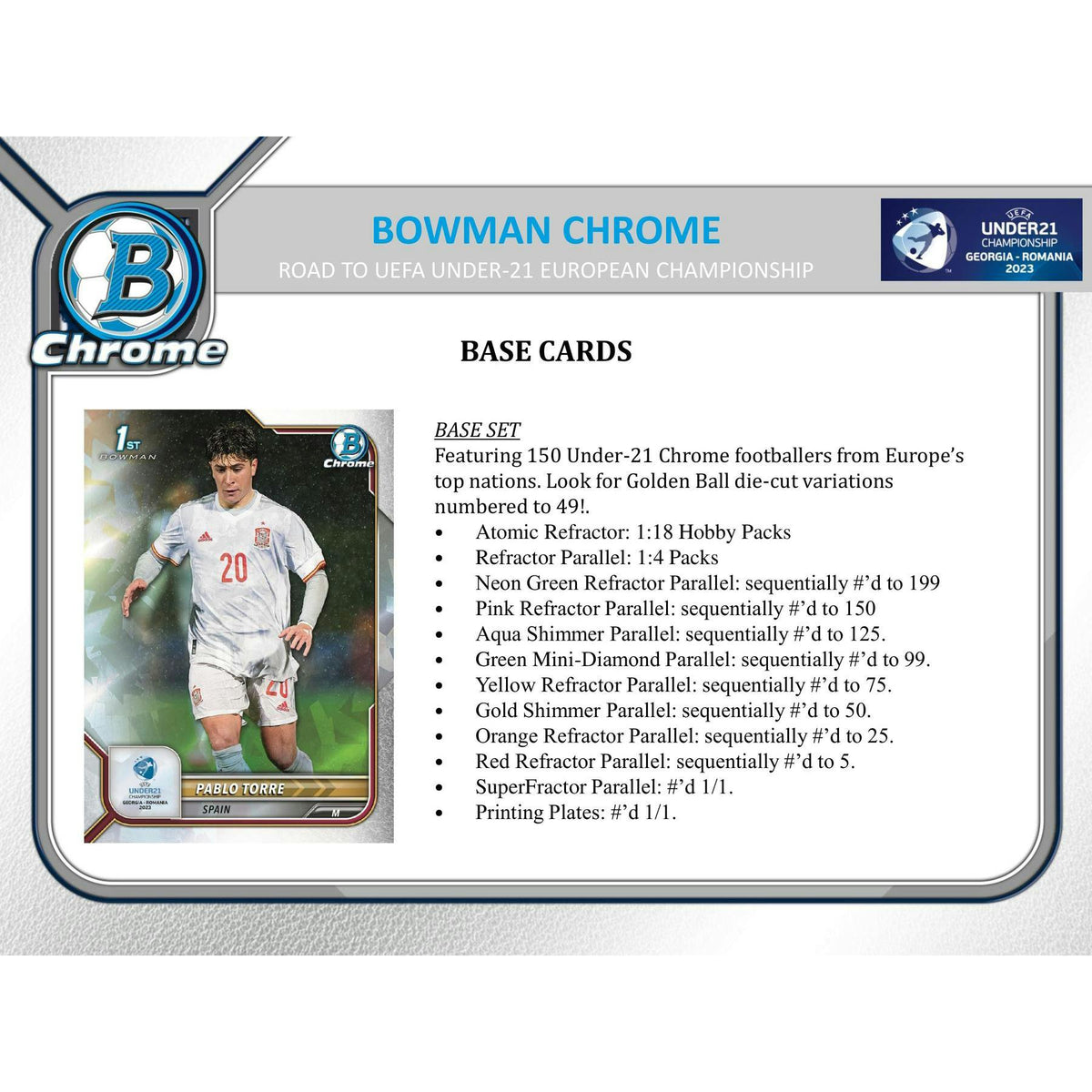 2022 Bowman Chrome Road to UEFA Under-21 European Championship Soccer Hobby Pack