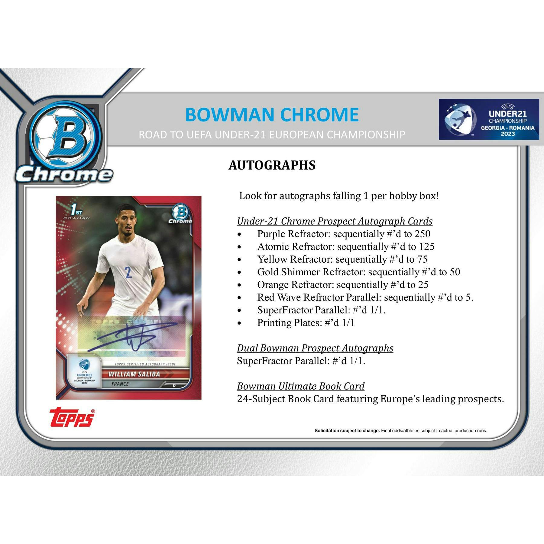 2022 Bowman Chrome Road to UEFA Under-21 European Championship Soccer Hobby Pack