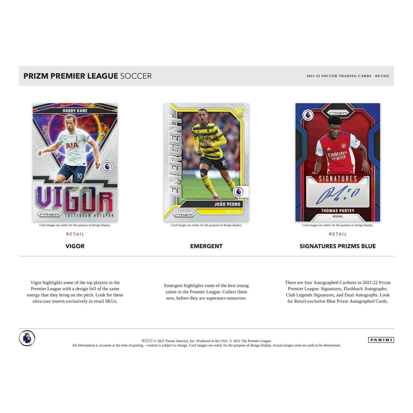 2021/22 Panini Prizm Premier League EPL Soccer Retail Pack (Lot of 24 = 1 Box)