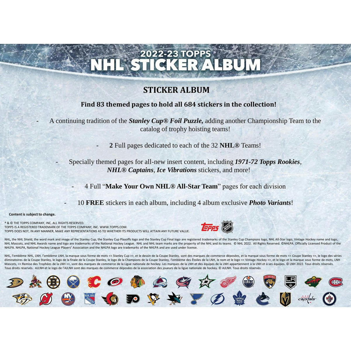 2022/23 Topps NHL Hockey Sticker Collection 16-Box Case
