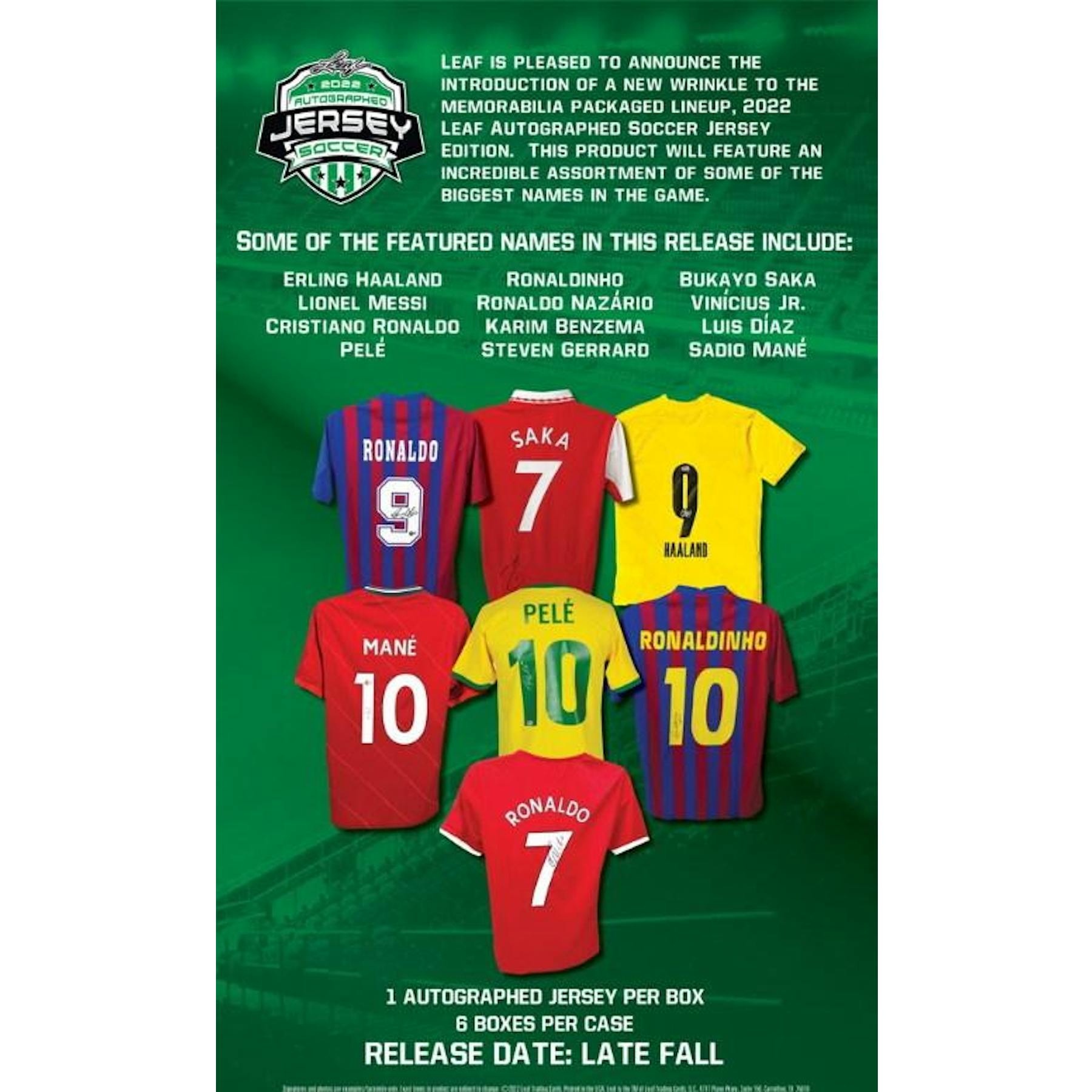 2022 Leaf Autographed Jersey Soccer Hobby Box (Reed Buy)