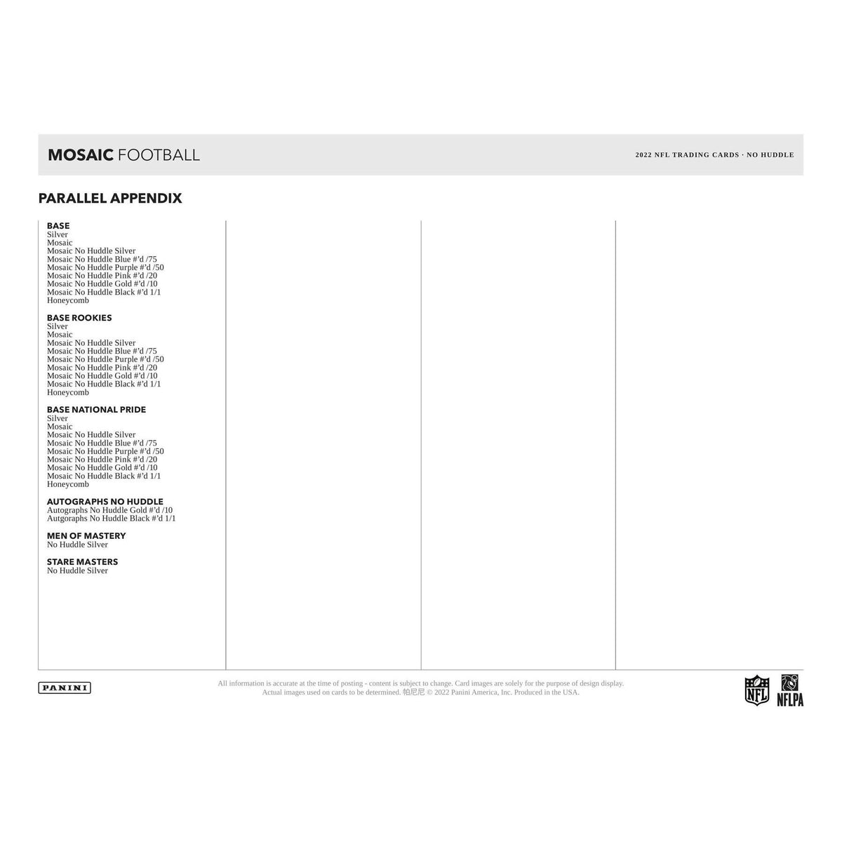 2022 Panini Mosaic No Huddle Football 20-Box Case