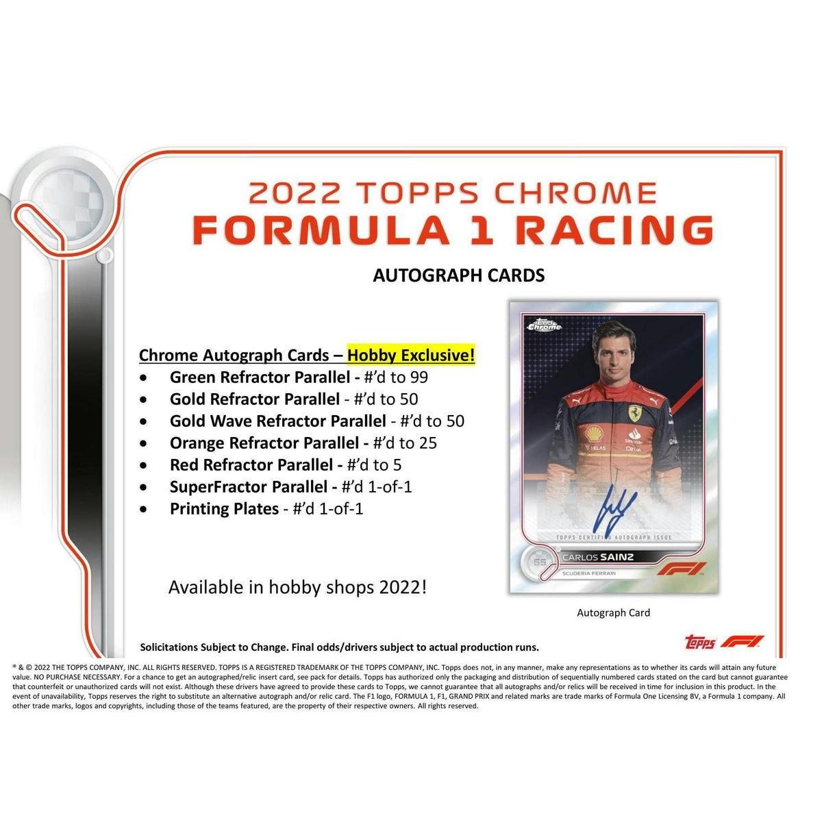 2022 Topps Chrome F1 Formula 1 Hobby Box