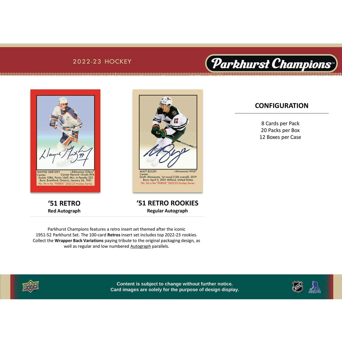 2022/23 Upper Deck Parkhurst Champions Hockey Hobby Box