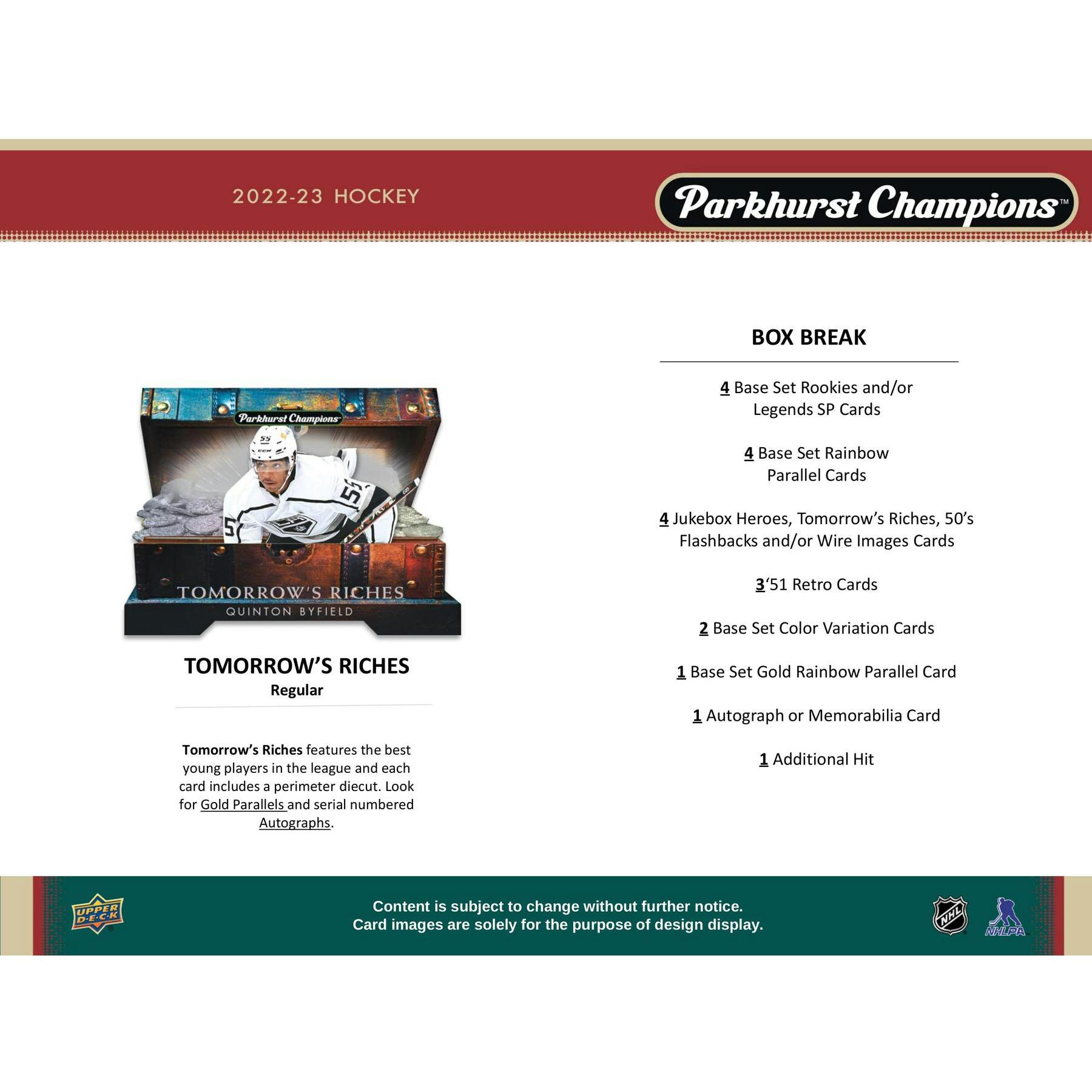 2022/23 Upper Deck Parkhurst Champions Hockey Hobby Pack