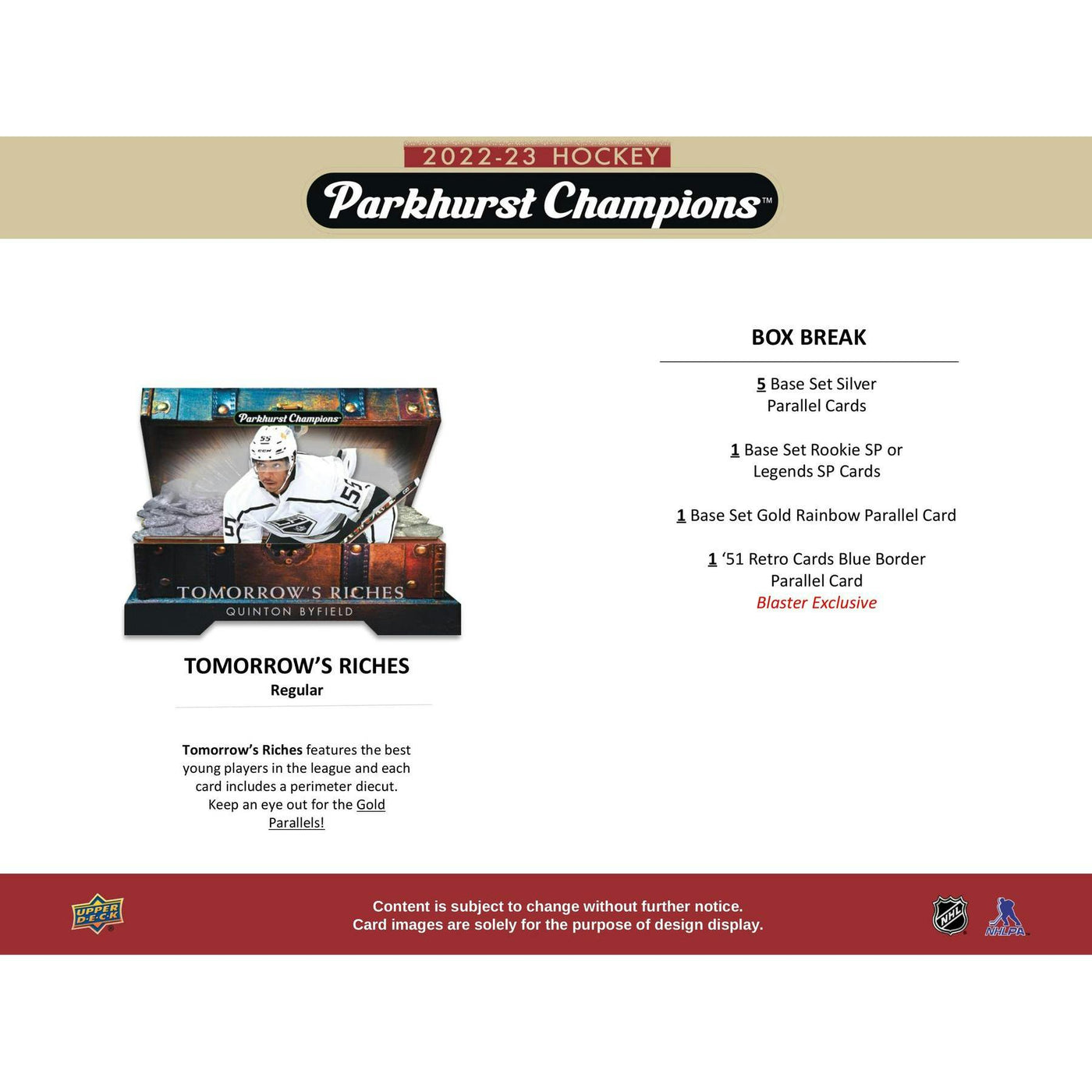 2022/23 Upper Deck Parkhurst Champions Hockey Blaster Box