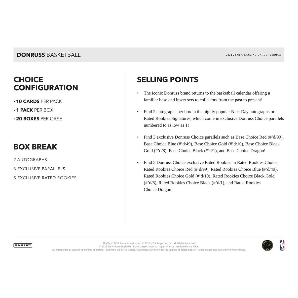2022/23 Panini Donruss Basketball Choice Box (Reed Buy)