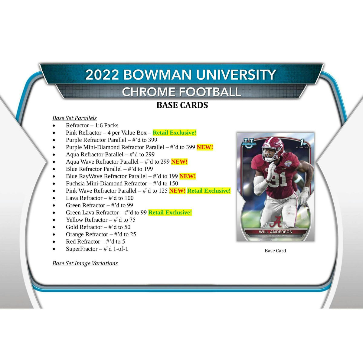 2022 Bowman Chrome University Football Blaster 40-Box Case (Pink Refractor!)