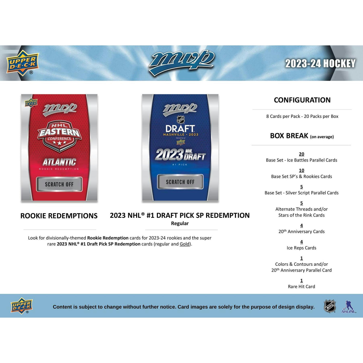 2023/24 Upper Deck MVP Hockey Hobby Box (Reed Buy)