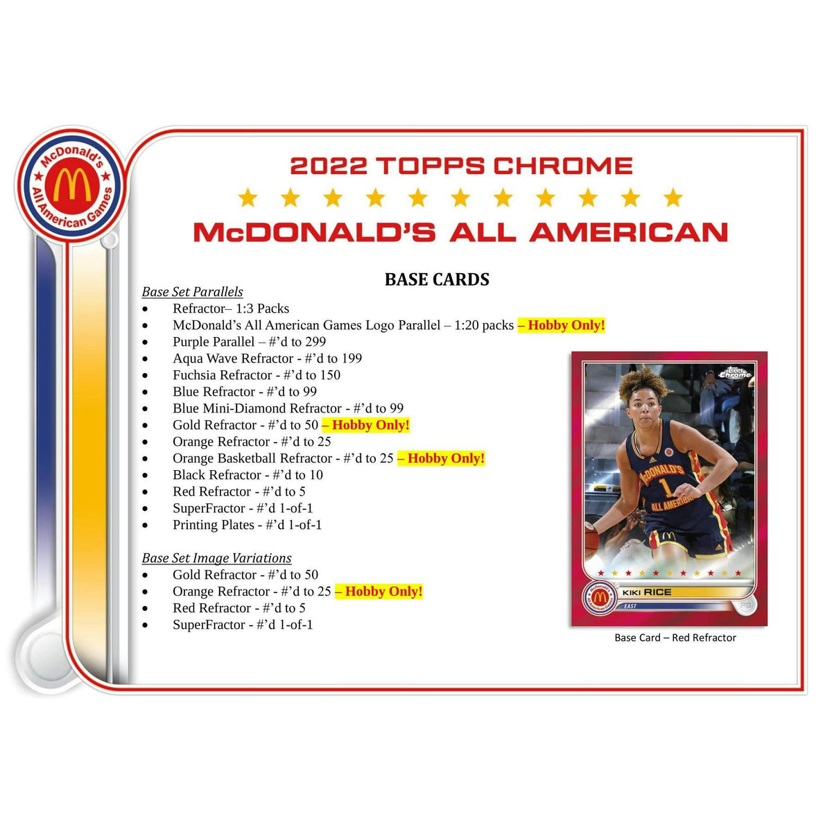 2022 Topps McDonald's All American Chrome Basketball Hobby 12-Box Case