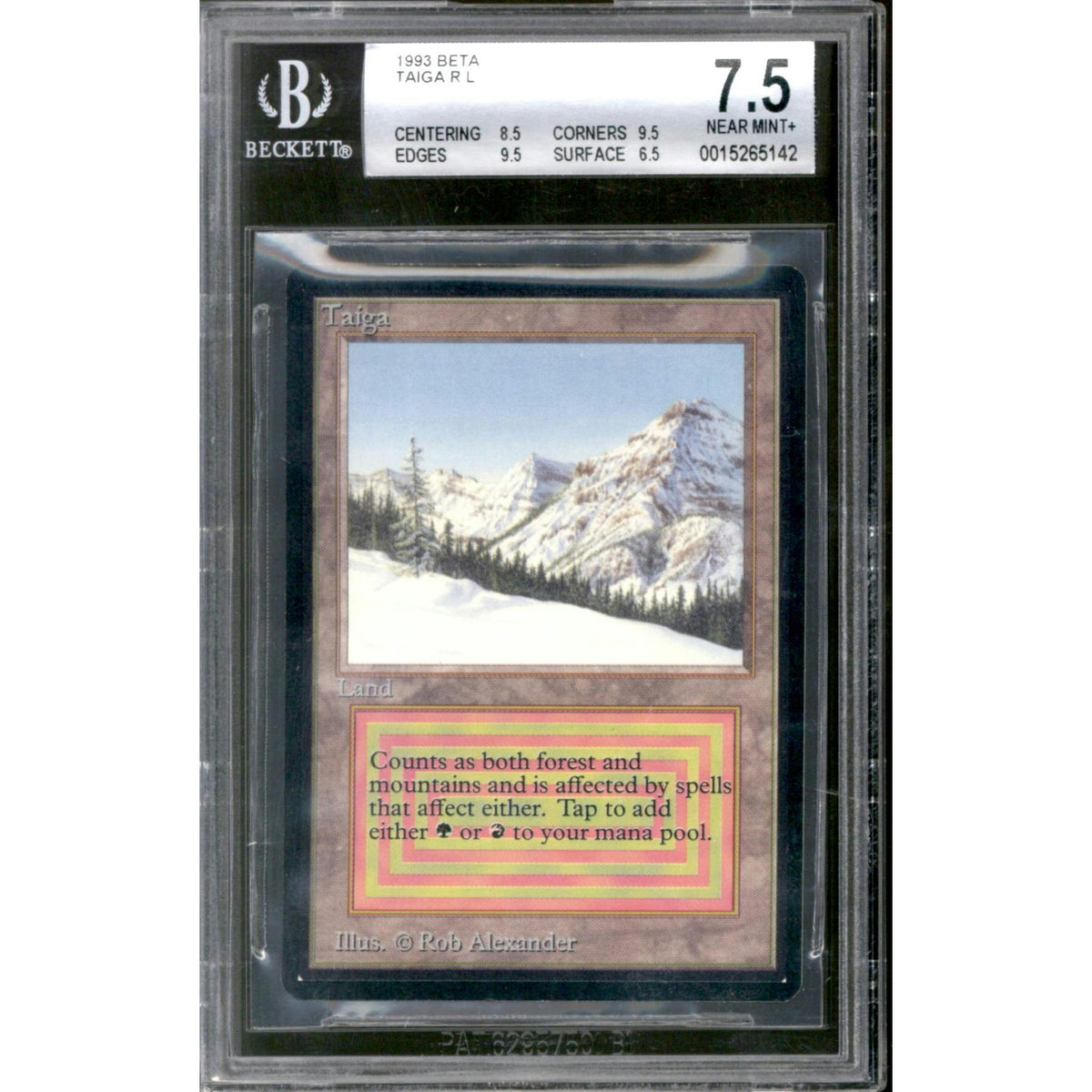 Magic the Gathering Beta Taiga BGS 7.5 (8.5, 9.5, 9.5, 6.5) Binder Ding LIGHTLY PLAYED LP