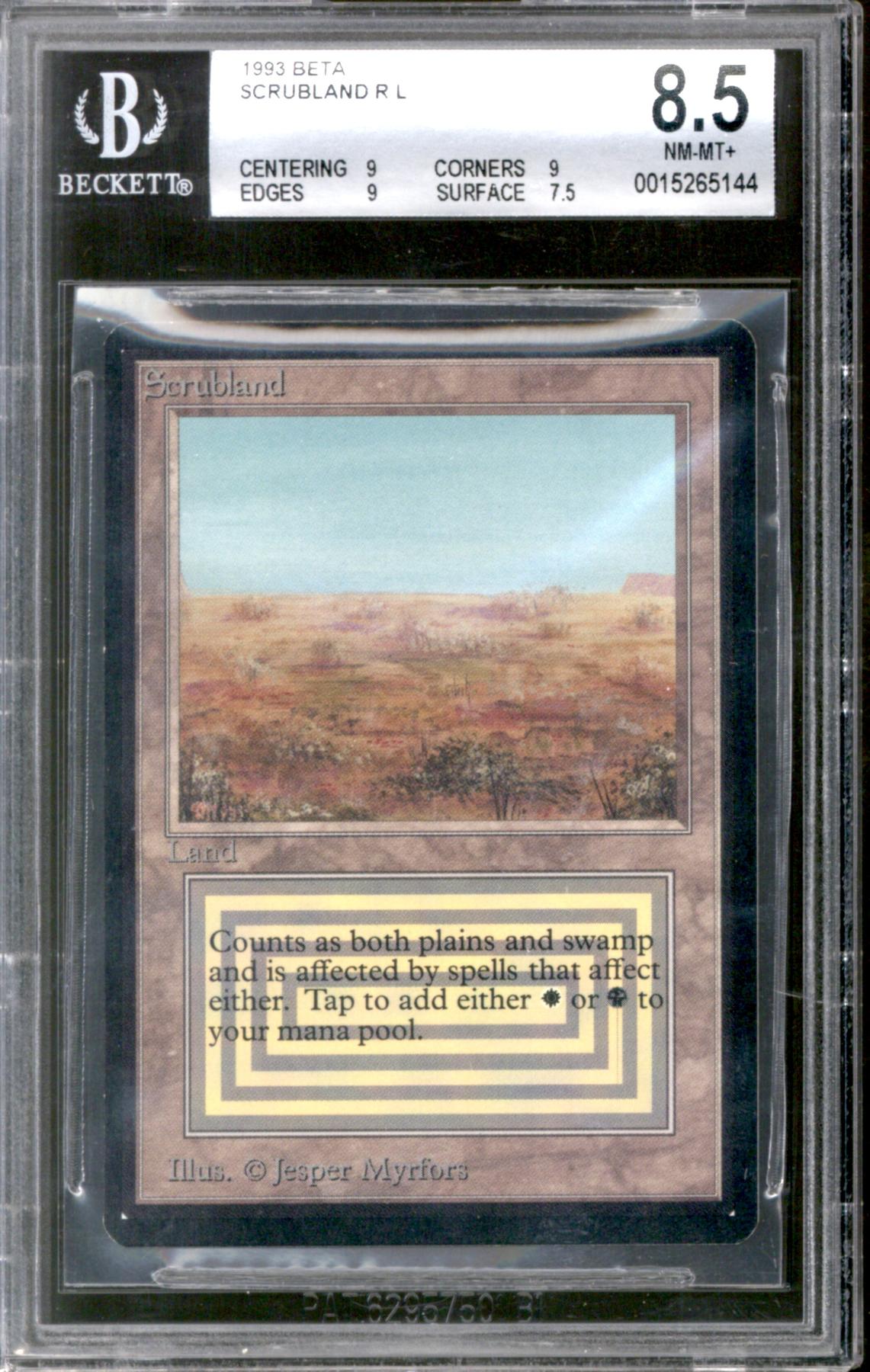 Magic the Gathering Beta Scrubland BGS 8.5 (9, 9, 9, 7.5) Scuff on back NEAR MINT NM
