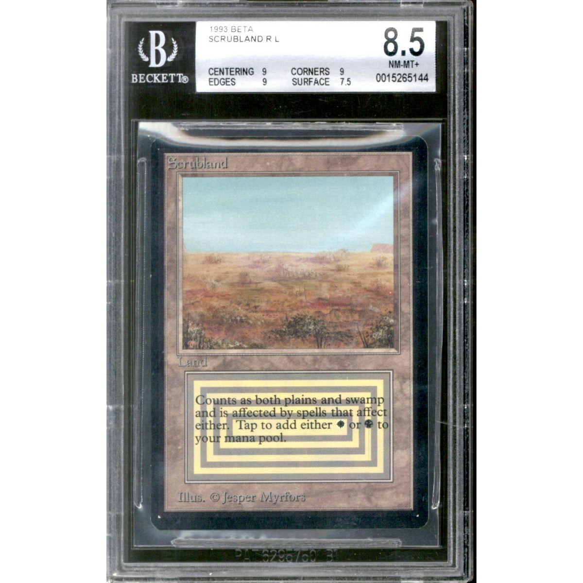 Magic the Gathering Beta Scrubland BGS 8.5 (9, 9, 9, 7.5) Scuff on back NEAR MINT NM
