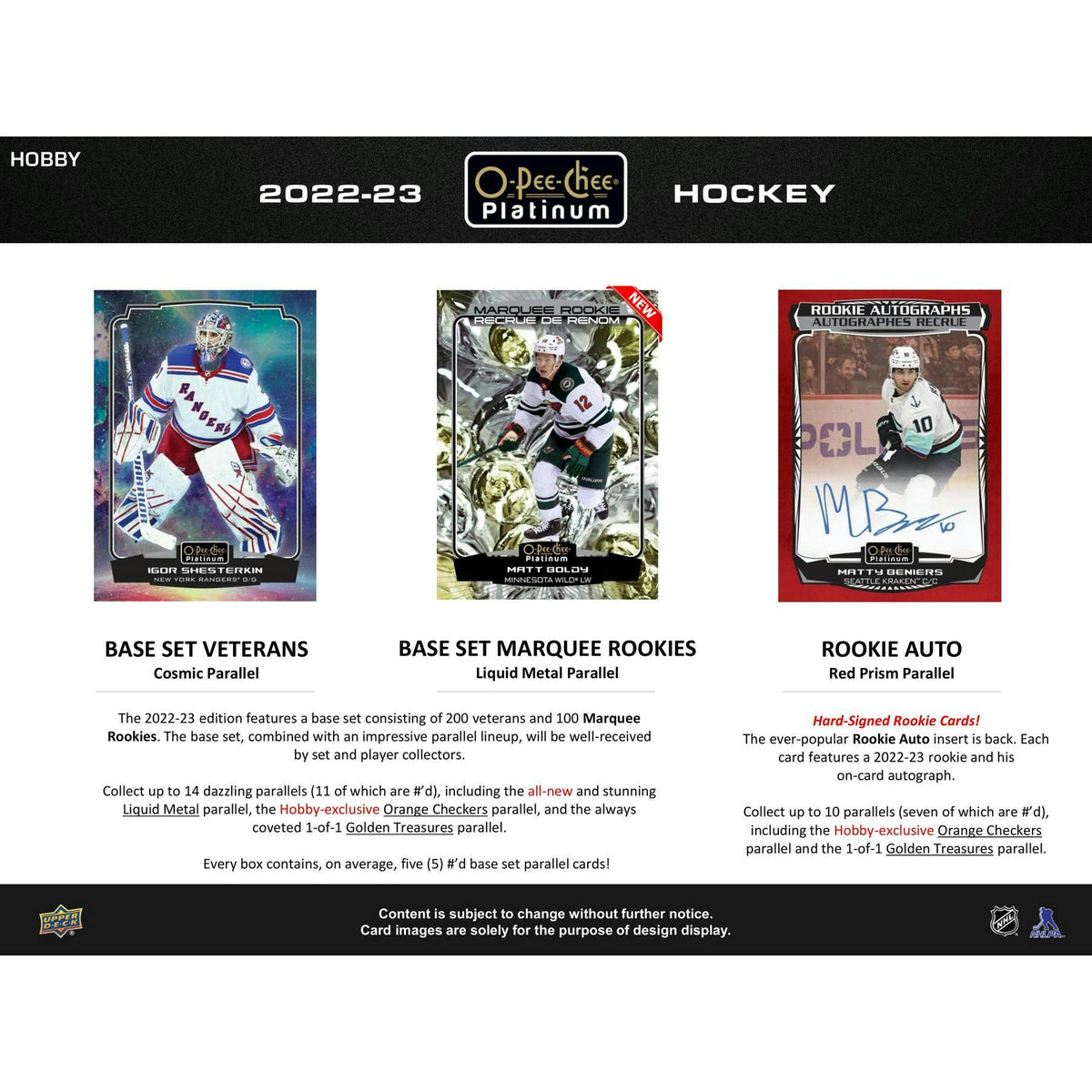 2022/23 Upper Deck O-Pee-Chee Platinum Hockey Hobby Pack