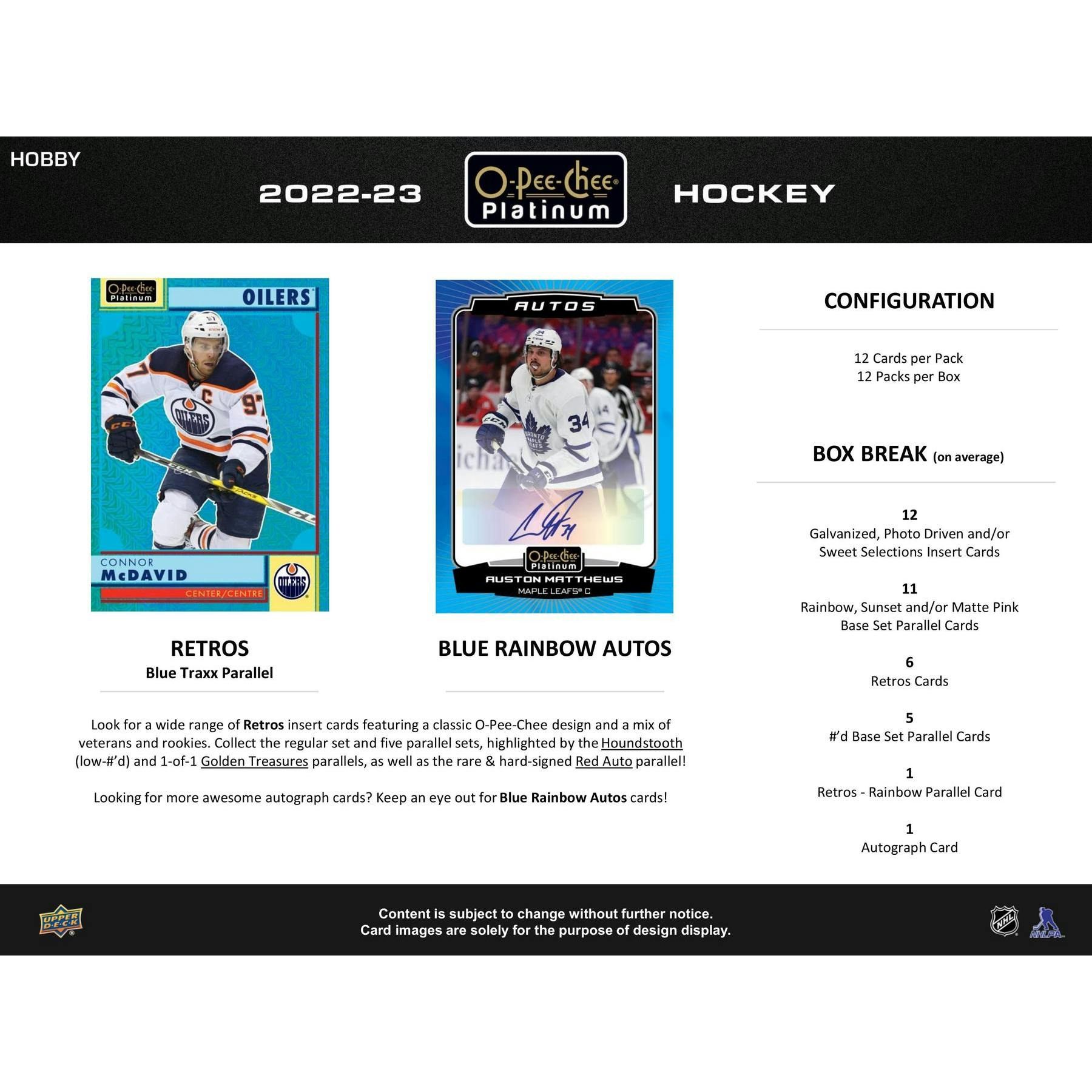 2022/23 Upper Deck O-Pee-Chee Platinum Hockey Hobby Pack