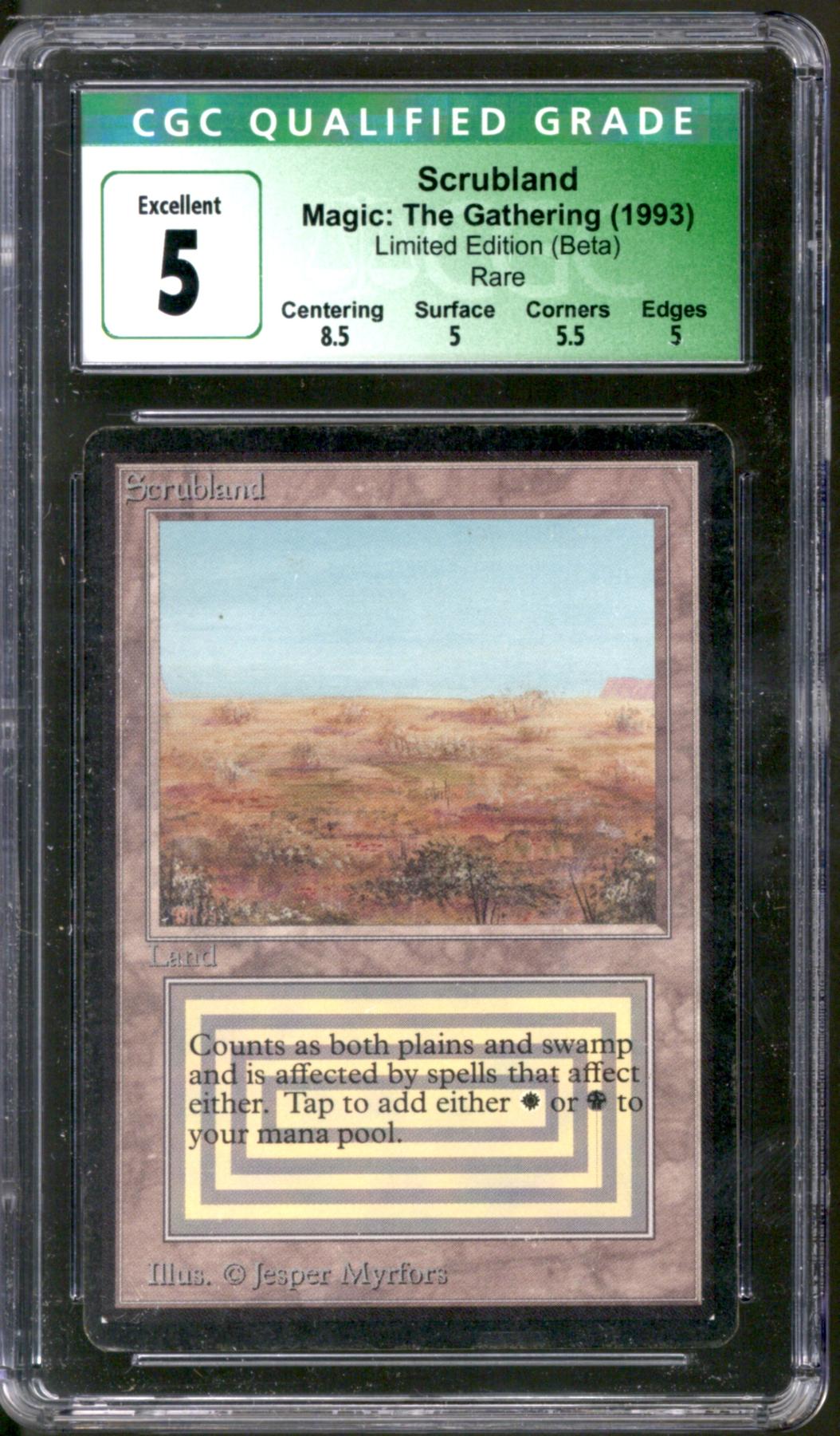Magic the Gathering Beta Scrubland CGC 5 INKED MODERATELY PLAYED MP Ink