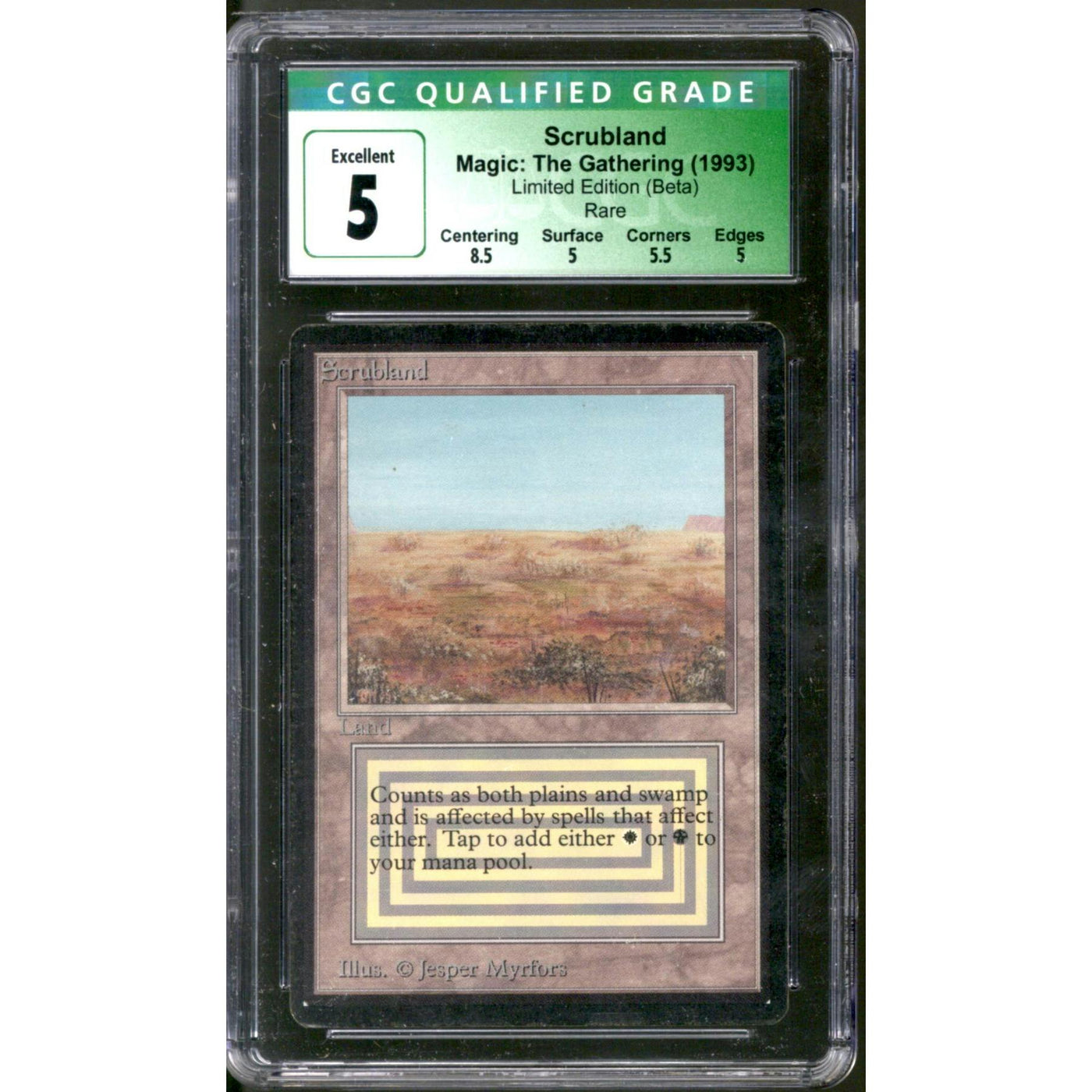 Magic the Gathering Beta Scrubland CGC 5 INKED MODERATELY PLAYED MP Ink