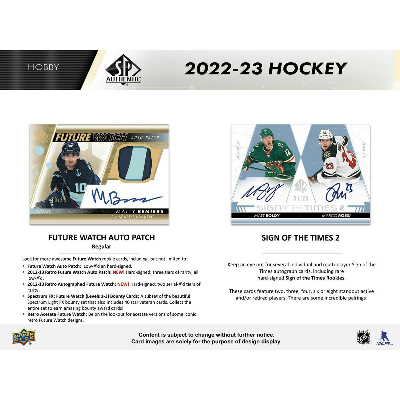 2022/23 Upper Deck SP Authentic Hockey Hobby Box