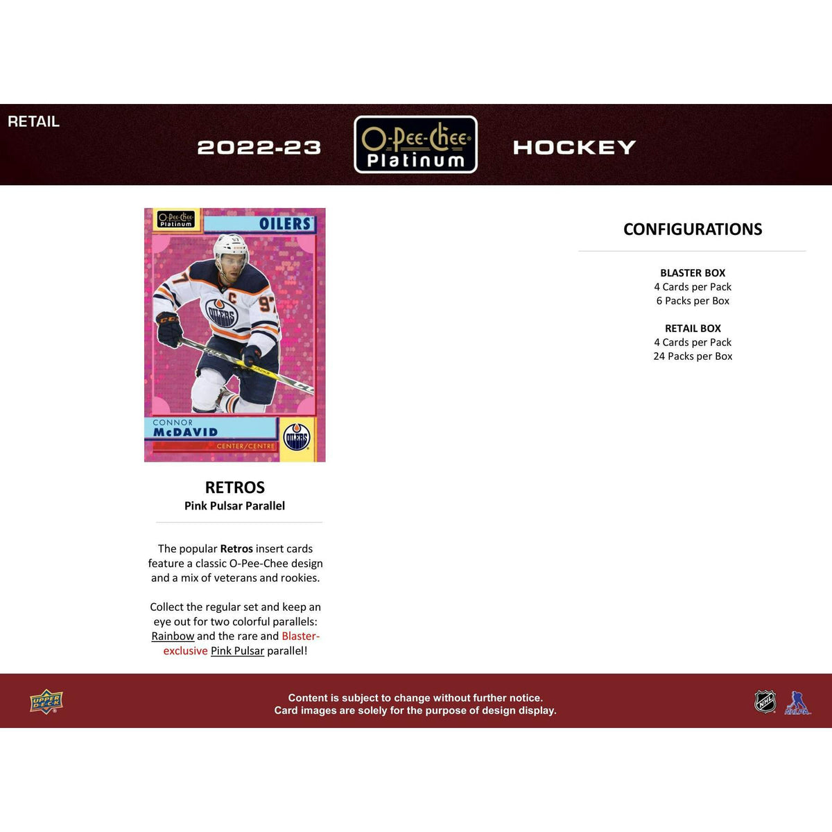 2022/23 Upper Deck O-Pee-Chee Platinum Hockey 6-Pack Blaster Box (Reed Buy)