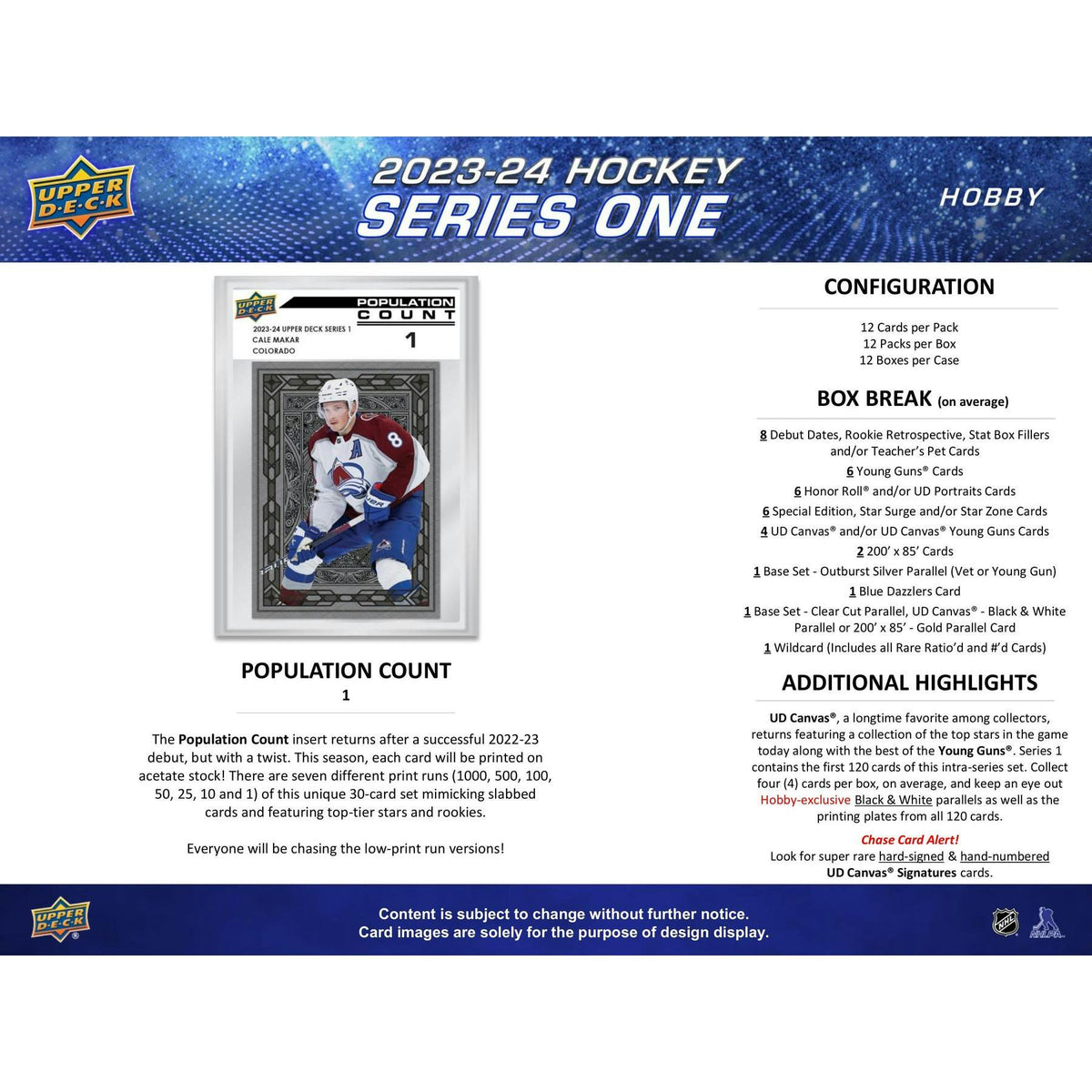 2023/24 Upper Deck Series 1 Hockey Hobby Box (Reed Buy)