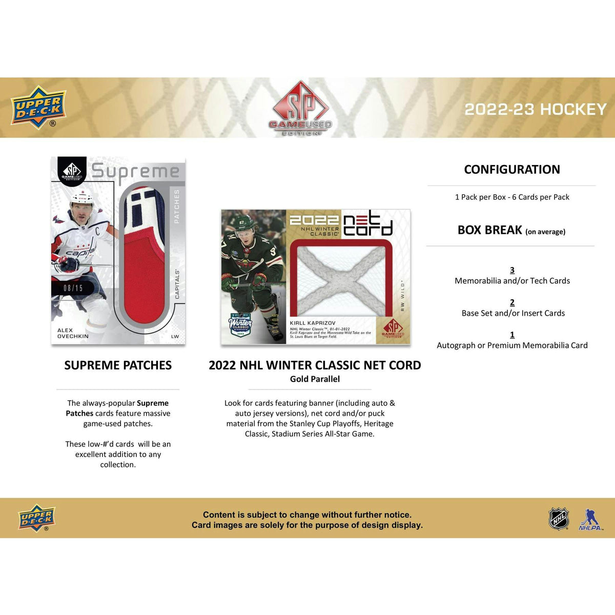 2022/23 Upper Deck SP Game Used Hockey Hobby 18-Box Case