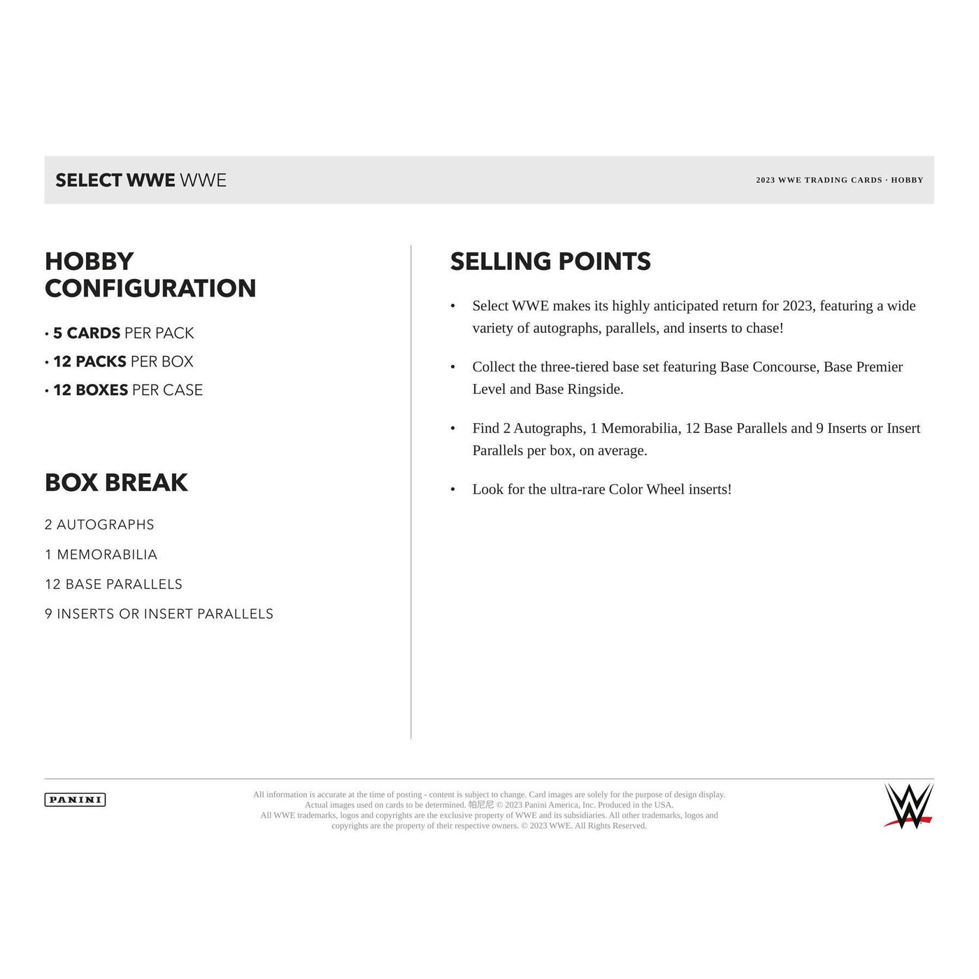 2023 Panini Select WWE Wrestling Hobby 12-Box Case