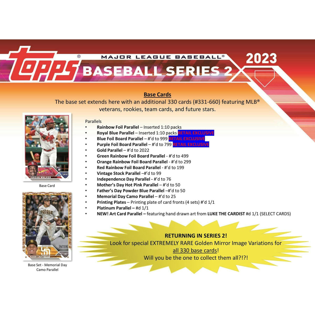 2023 Topps Series 2 Baseball Blaster Box (Commemorative Relic Card!)