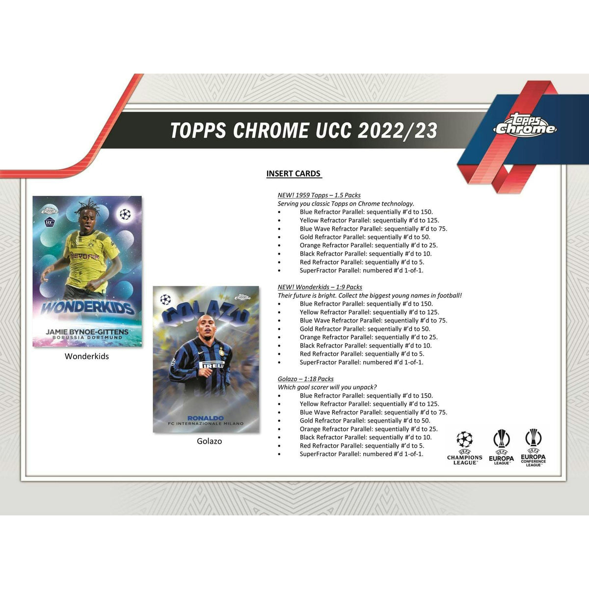 2022/23 Topps Chrome UEFA Club Competitions Soccer Hobby Pack