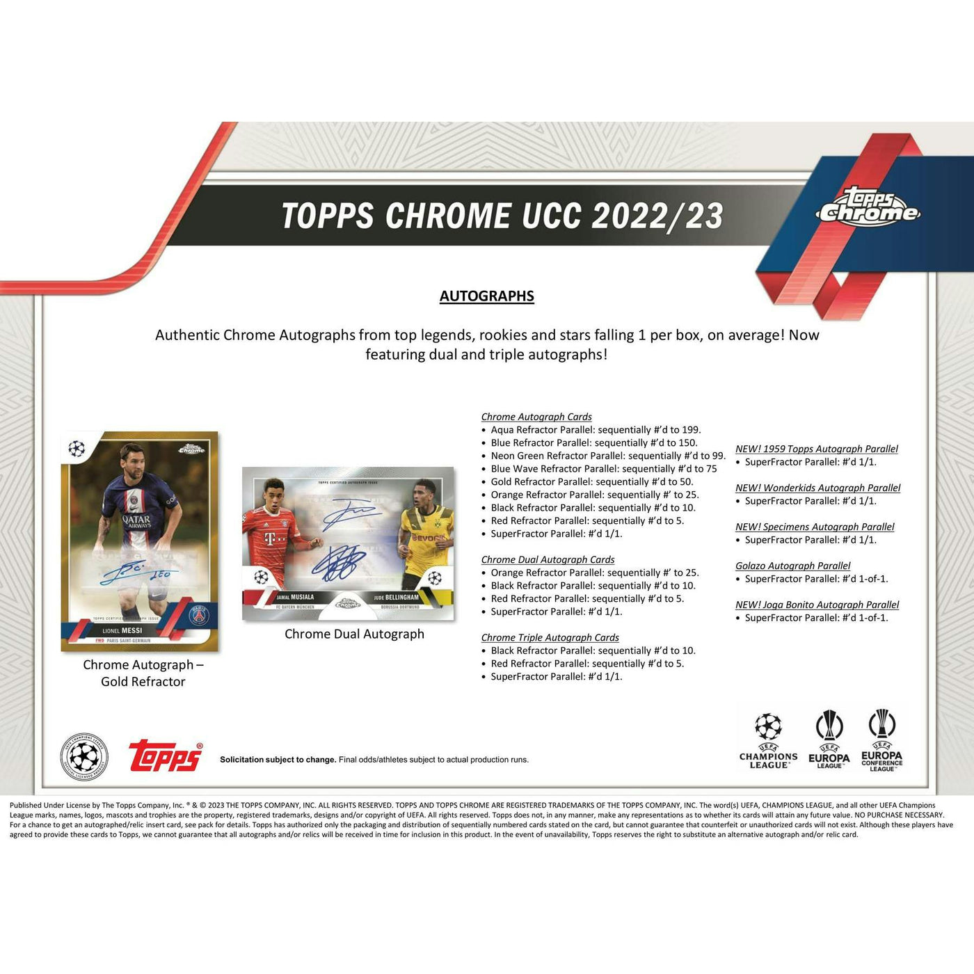 2022/23 Topps Chrome UEFA Club Competitions Soccer Hobby Pack