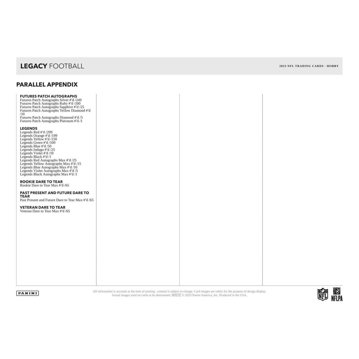 2023 Panini Legacy Football Hobby 24-Box Case
