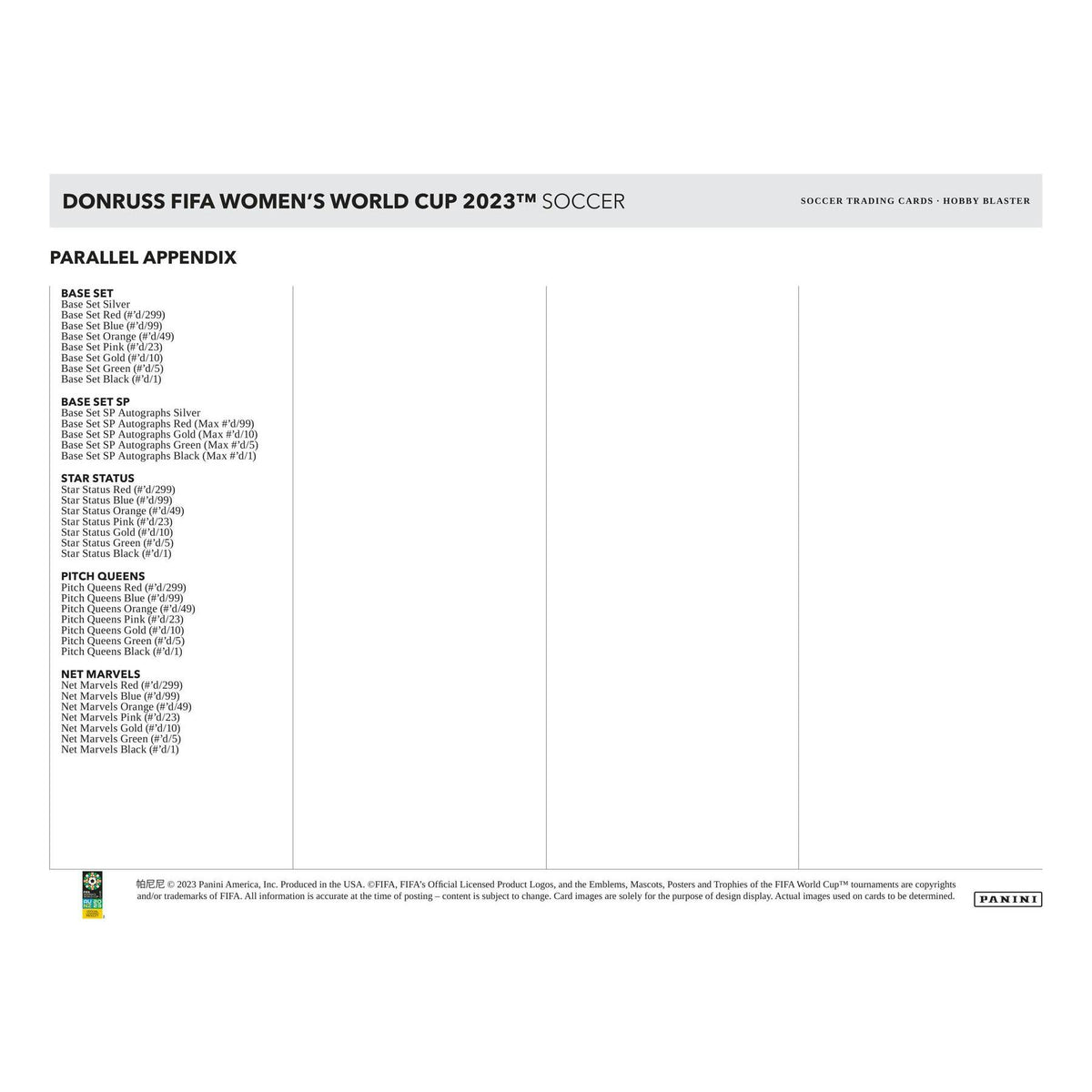 2023 Panini Donruss Soccer FIFA Women's World Cup Blaster Hobby Box