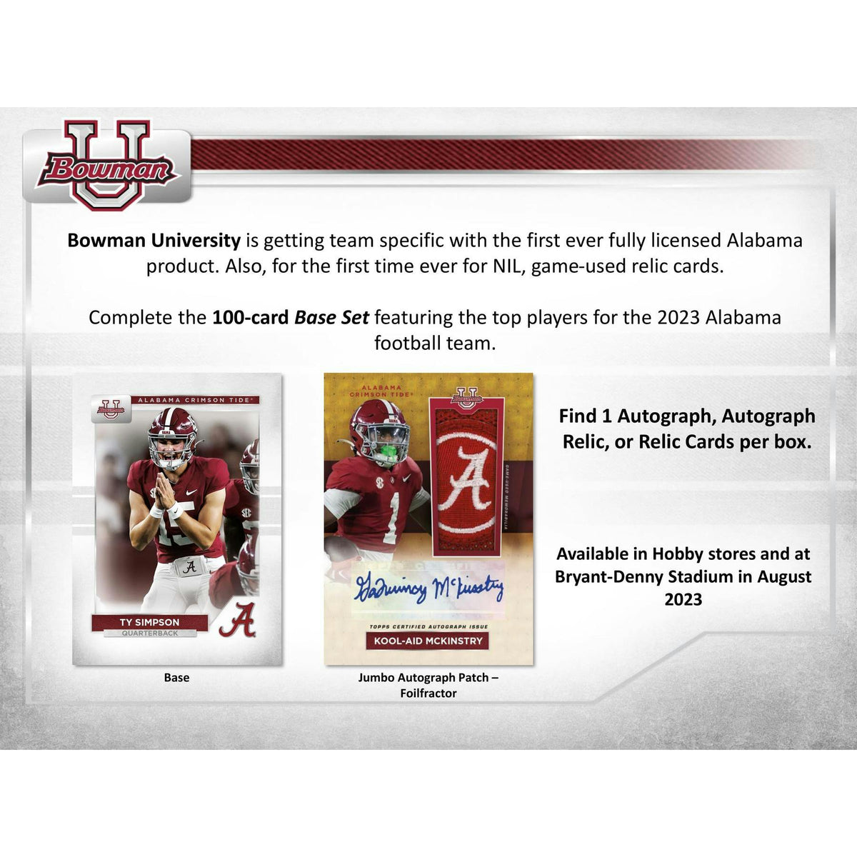 2023 Bowman University Alabama Football Hobby Box