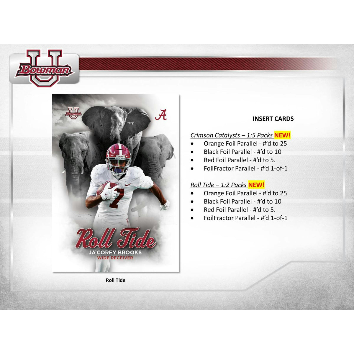 2023 Bowman University Alabama Football Hobby 20-Box Case