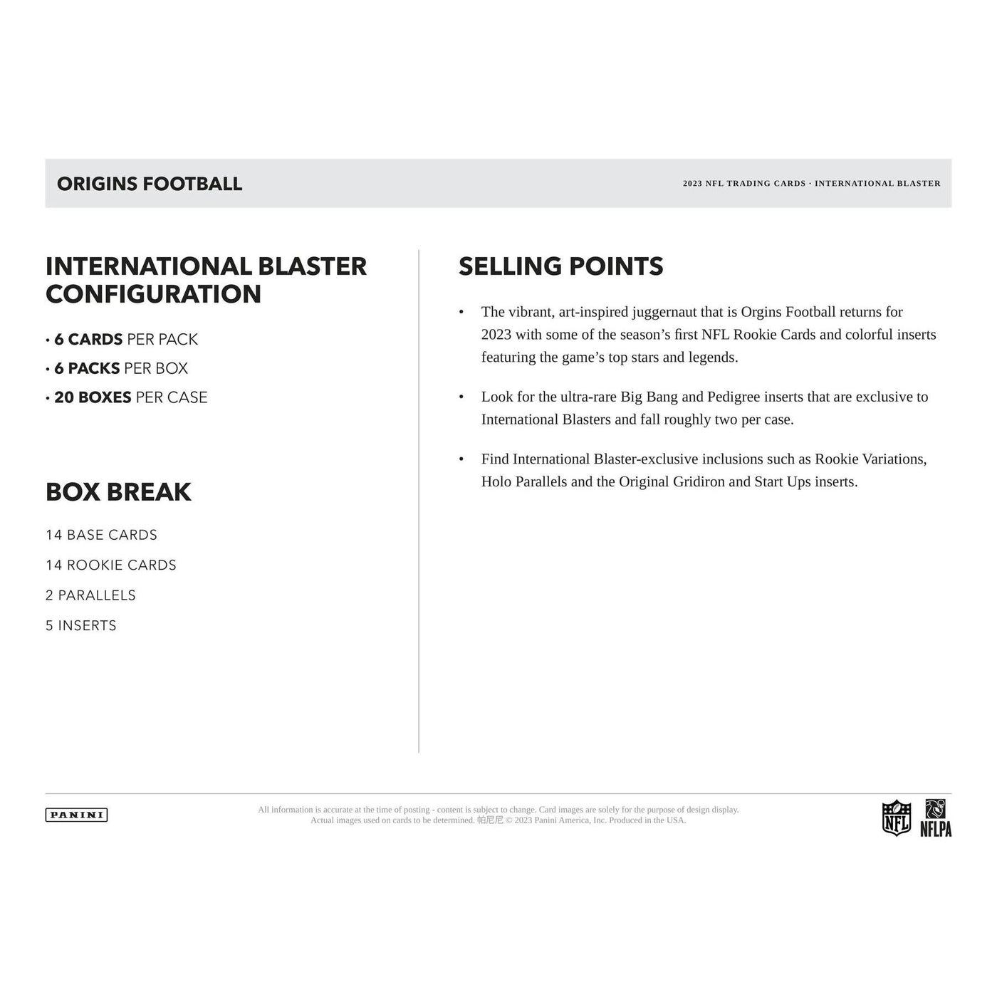 2023 Panini Origins International Football Blaster Box