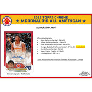 2023 Topps McDonald's All American Chrome Basketball Hobby Pack