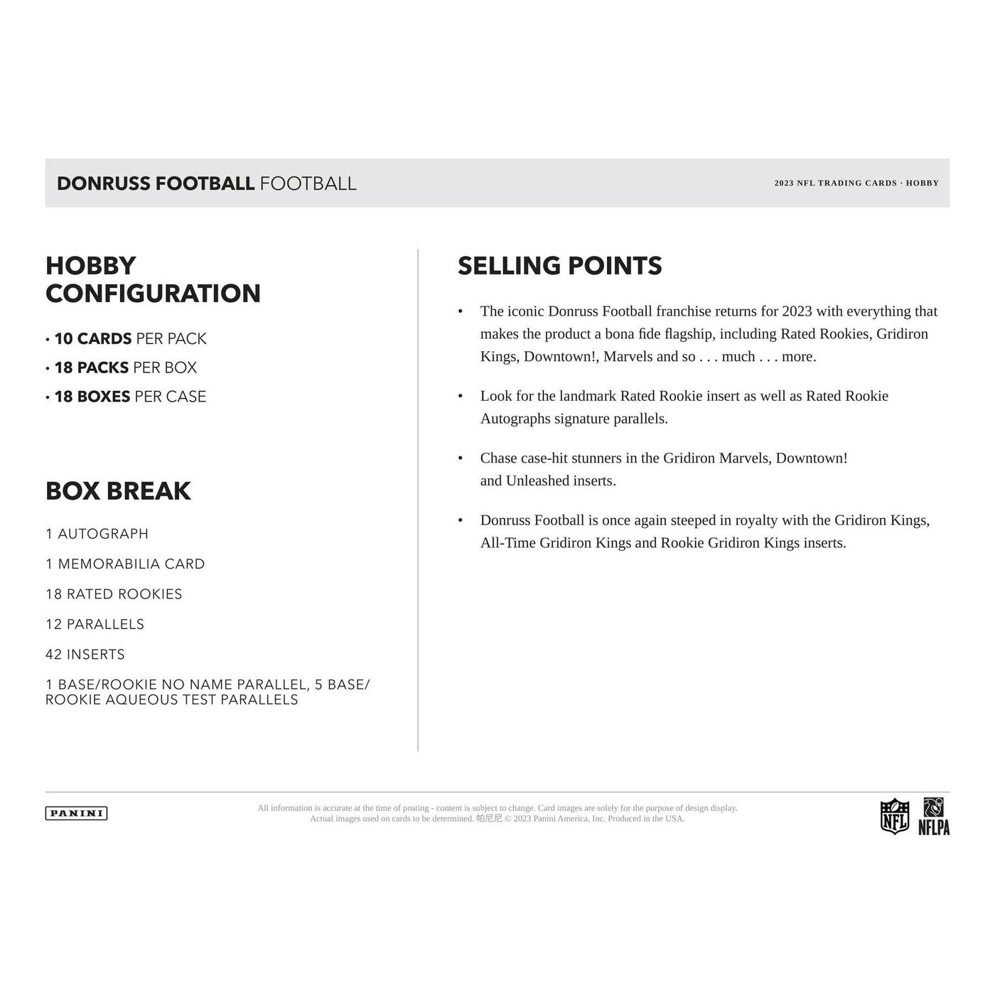 2023 Panini Donruss Football Hobby Box (Slightly Damaged)