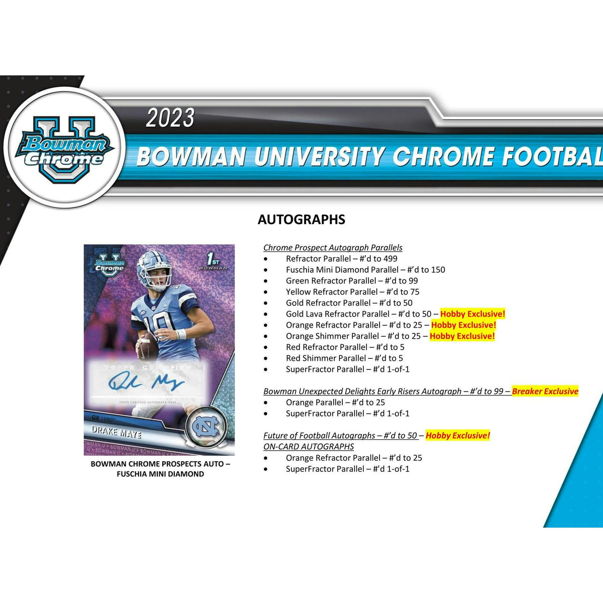 2023 Bowman University Chrome Football Hobby Box