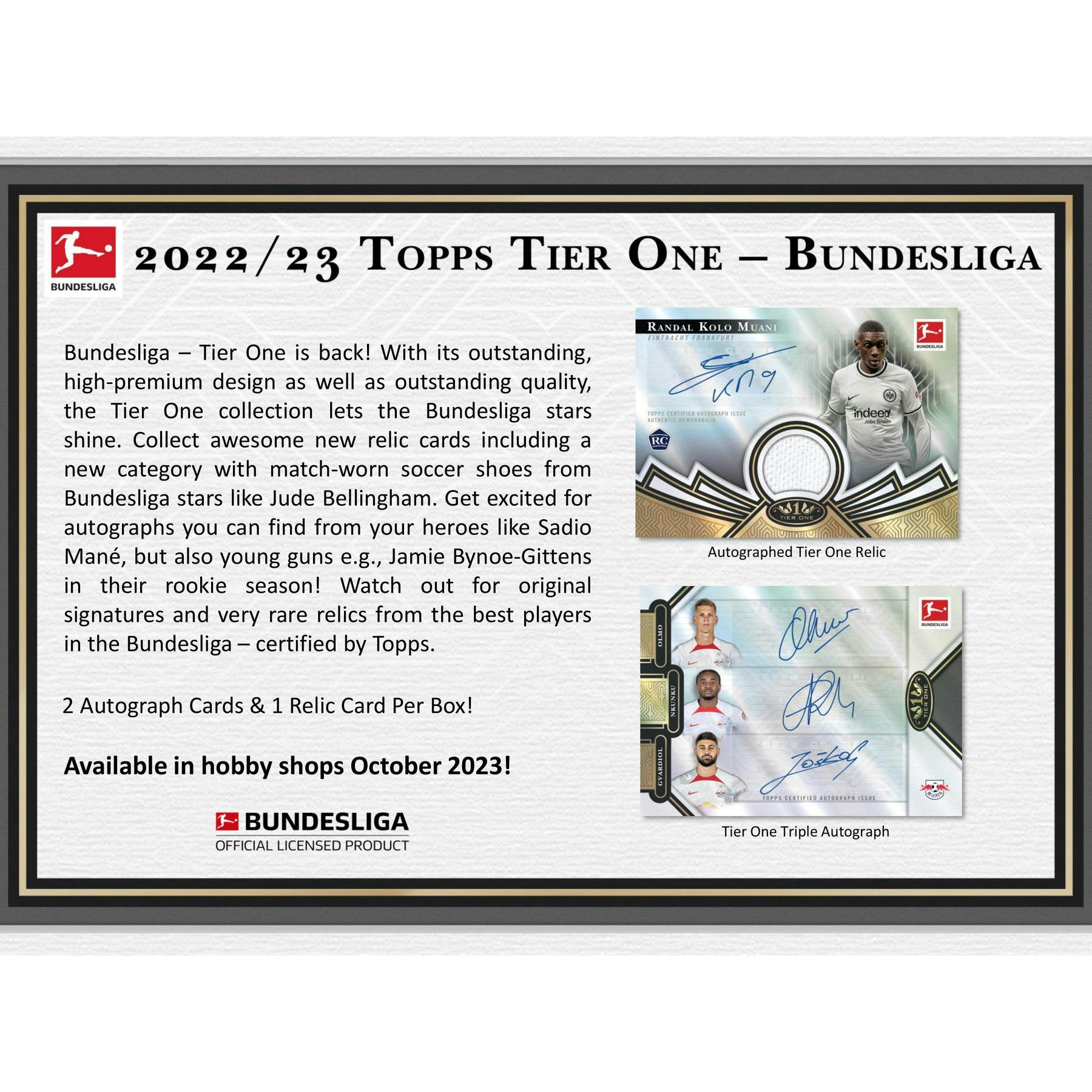2022/23 Topps Tier One Bundesliga Soccer Hobby 12-Box Case