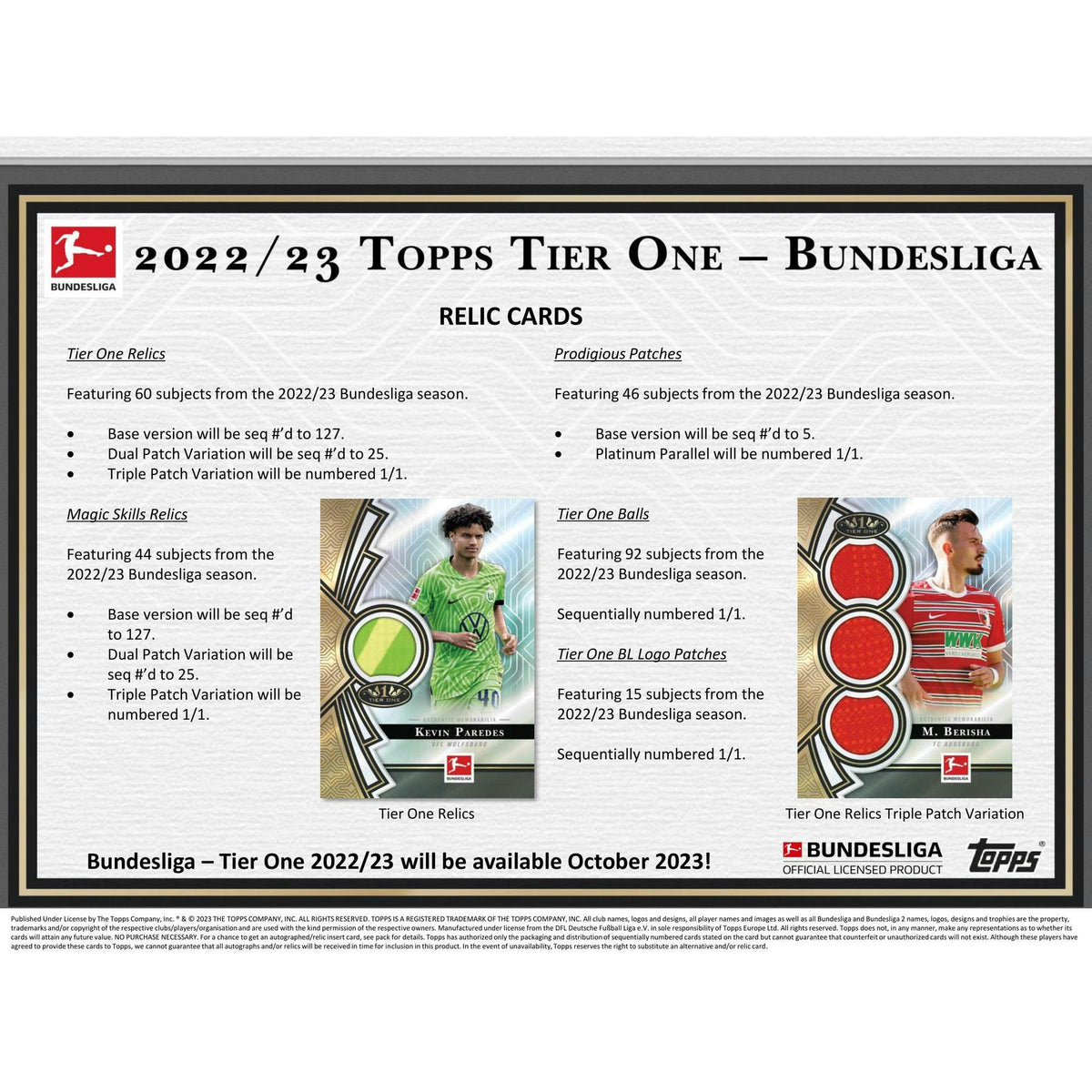 2022/23 Topps Tier One Bundesliga Soccer Hobby 12-Box Case