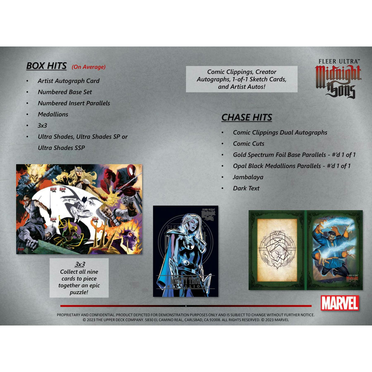 2023 Upper Deck Marvel Fleer Ultra Midnight Sons Trading Cards Hobby 12-Box Case